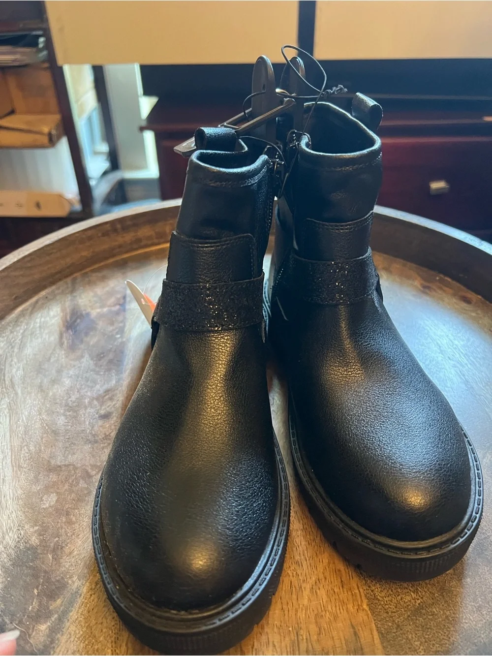 wonder nation Black Kids Ankle Boots with Buckle Strap